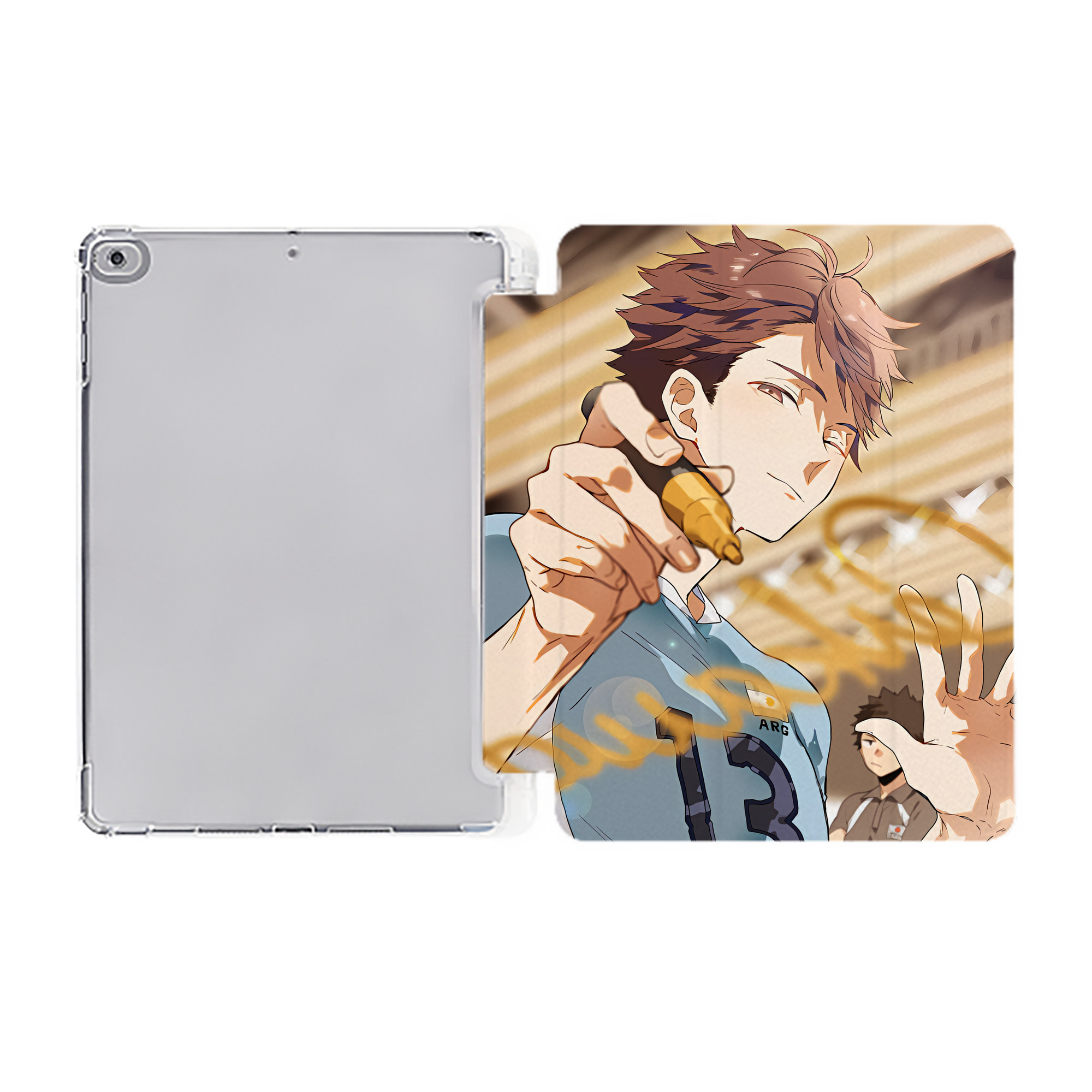 （画像用） ハイキュー!! Haikyu!! IPad ケース ペン収納付き 三つ折りスタンド PUレザー×シリコン 対応機種9.5/10.5/10.9インチ